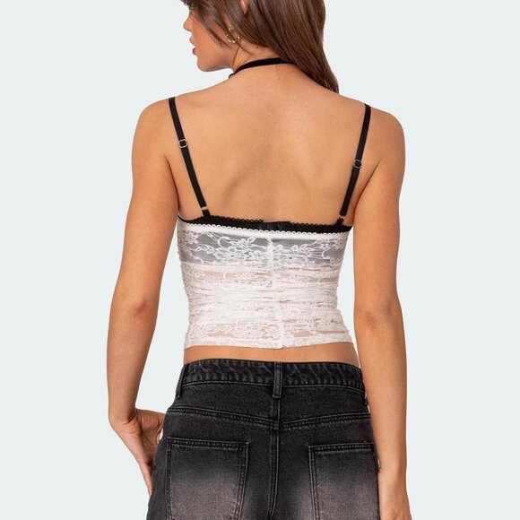 Edikted Sheer Lace Bra Top - Picture 2 of 4